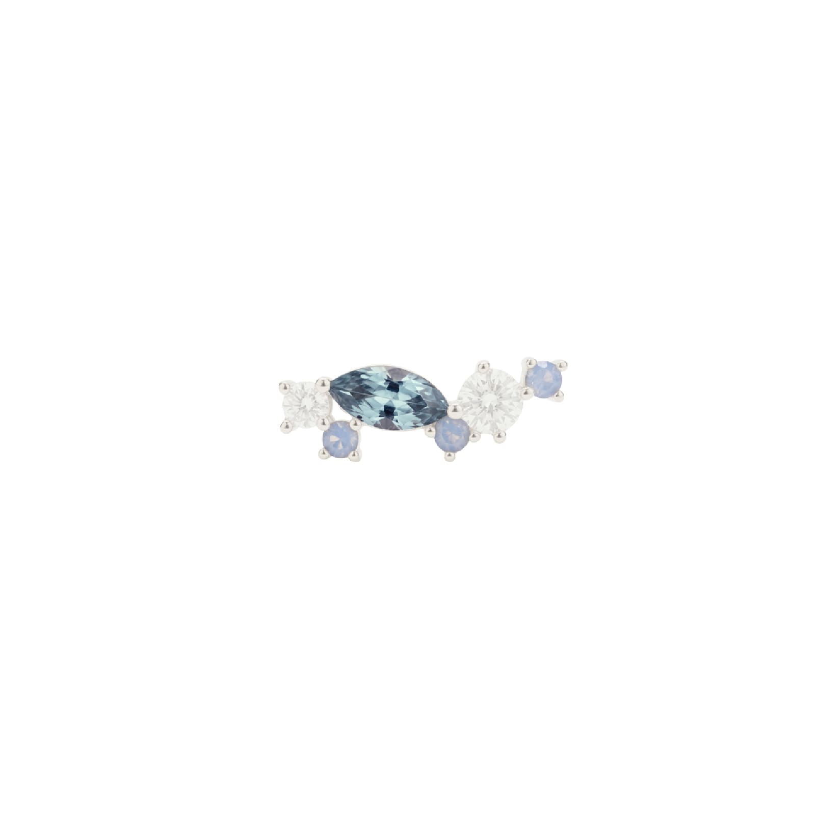 Orecchino Amabile Aquamarine sinistro argento e zirconi blu