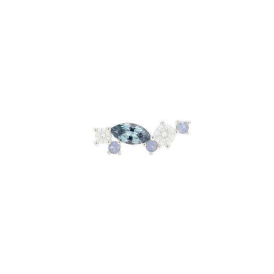 Orecchino Amabile Aquamarine sinistro argento e zirconi blu MISURA UNICA