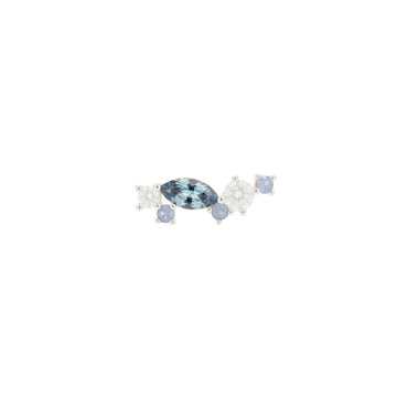 Orecchino Amabile Aquamarine sinistro argento e zirconi blu MISURA UNICA