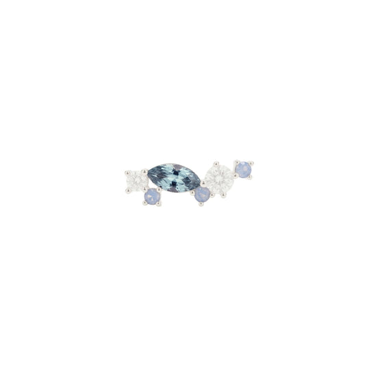 Orecchino Amabile Aquamarine sinistro argento e zirconi blu MISURA UNICA