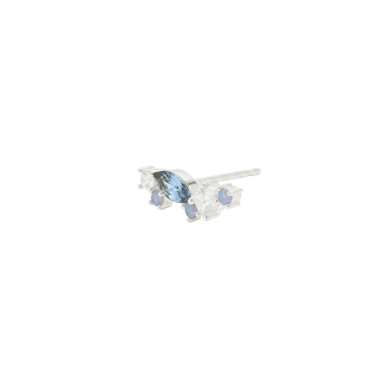 Orecchino Amabile Aquamarine sinistro argento e zirconi blu MISURA UNICA