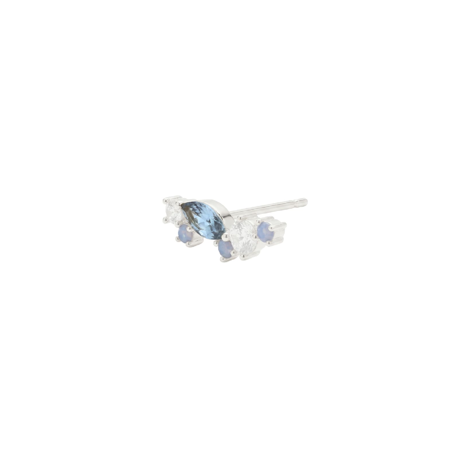 Orecchino Amabile Aquamarine sinistro argento e zirconi blu MISURA UNICA