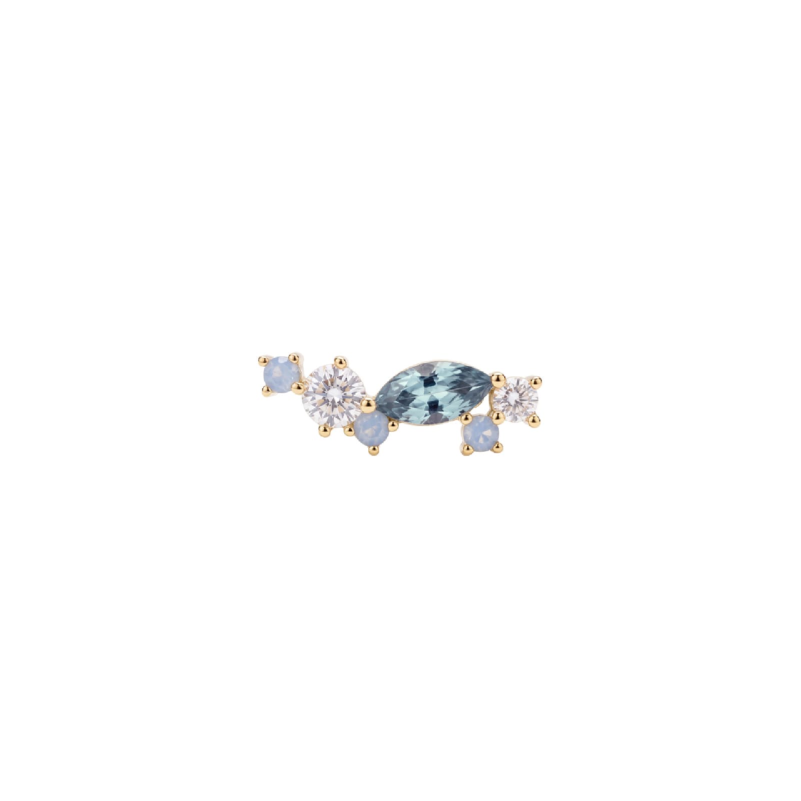 Orecchino Amabile Aquamarine destro oro e zirconi blu MISURA UNICA