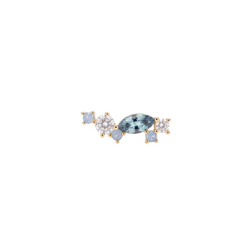 Orecchino Amabile Aquamarine destro oro e zirconi blu MISURA UNICA