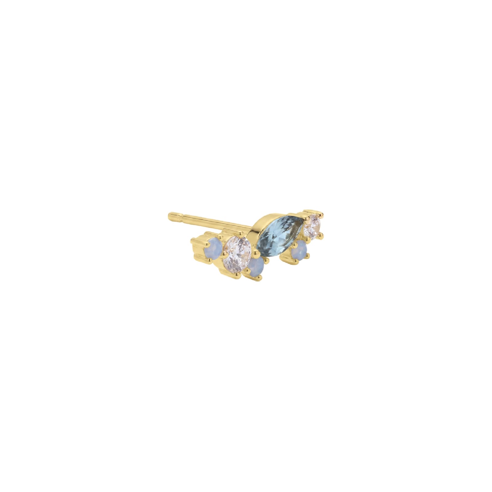 Orecchino Amabile Aquamarine destro oro e zirconi blu MISURA UNICA
