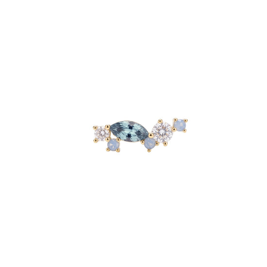 Orecchino Amabile Aquamarine sinistro oro e zirconi blu MISURA UNICA