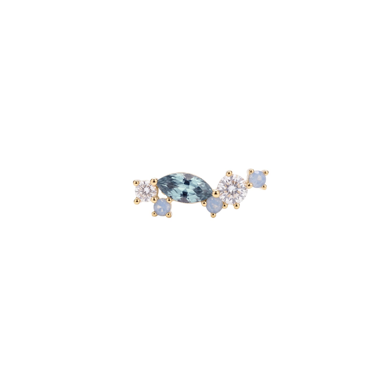 Orecchino Amabile Aquamarine sinistro oro e zirconi blu MISURA UNICA