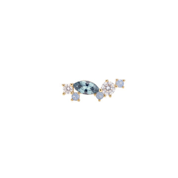 Orecchino Amabile Aquamarine sinistro oro e zirconi blu MISURA UNICA