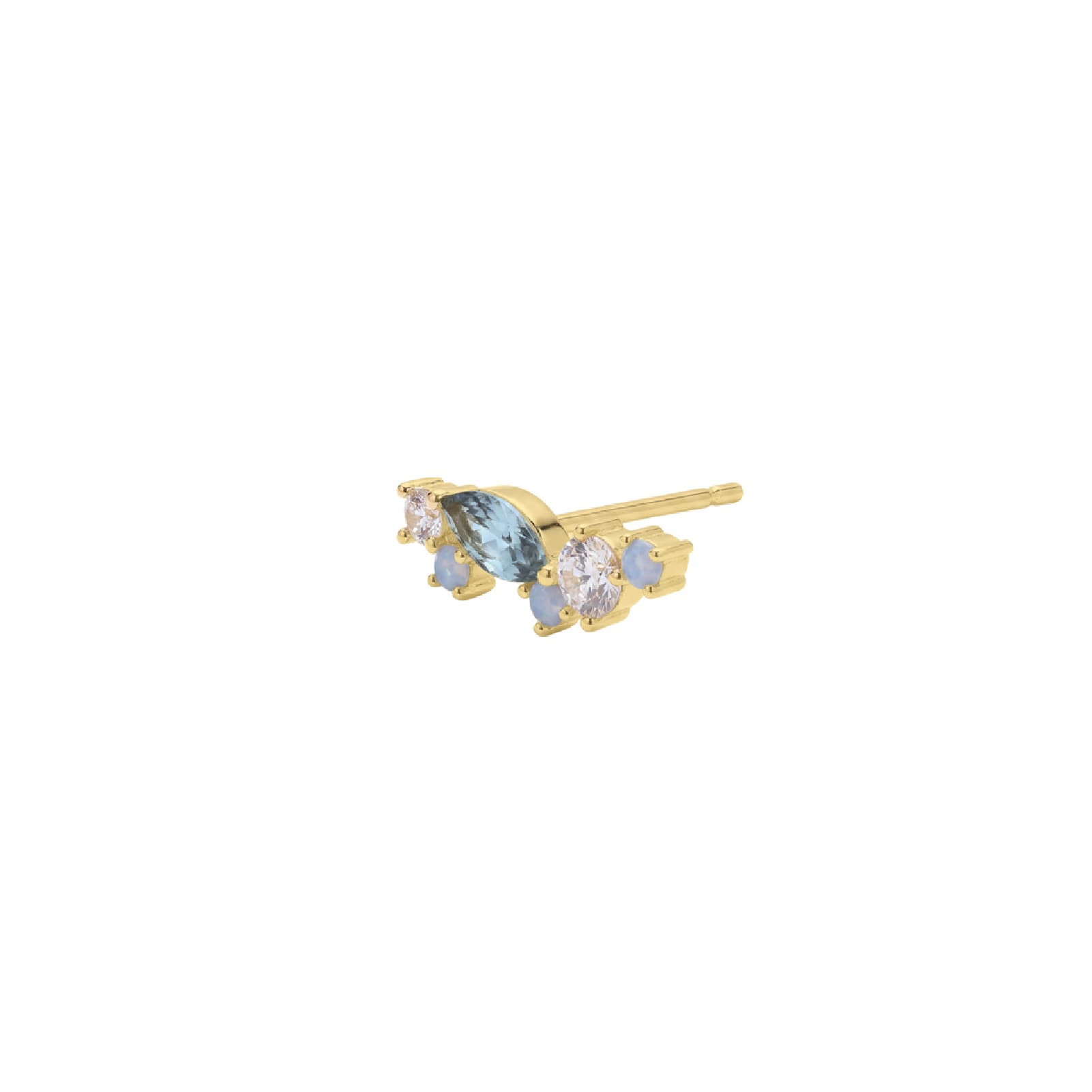 Orecchino Amabile Aquamarine sinistro oro e zirconi blu MISURA UNICA