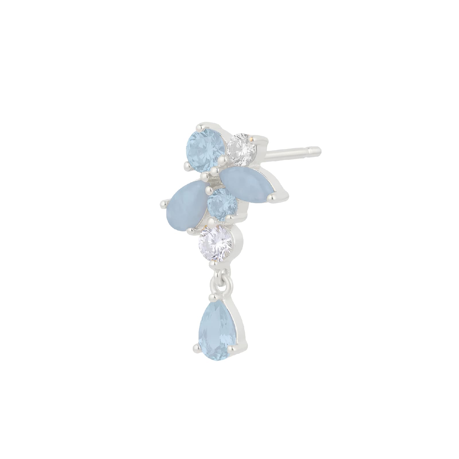 Orecchino pendente Amabile Aquamarine destro argento e blu MISURA UNICA