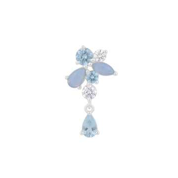 Orecchino pendente Amabile Aquamarine sinistro argento e blu MISURA UNICA