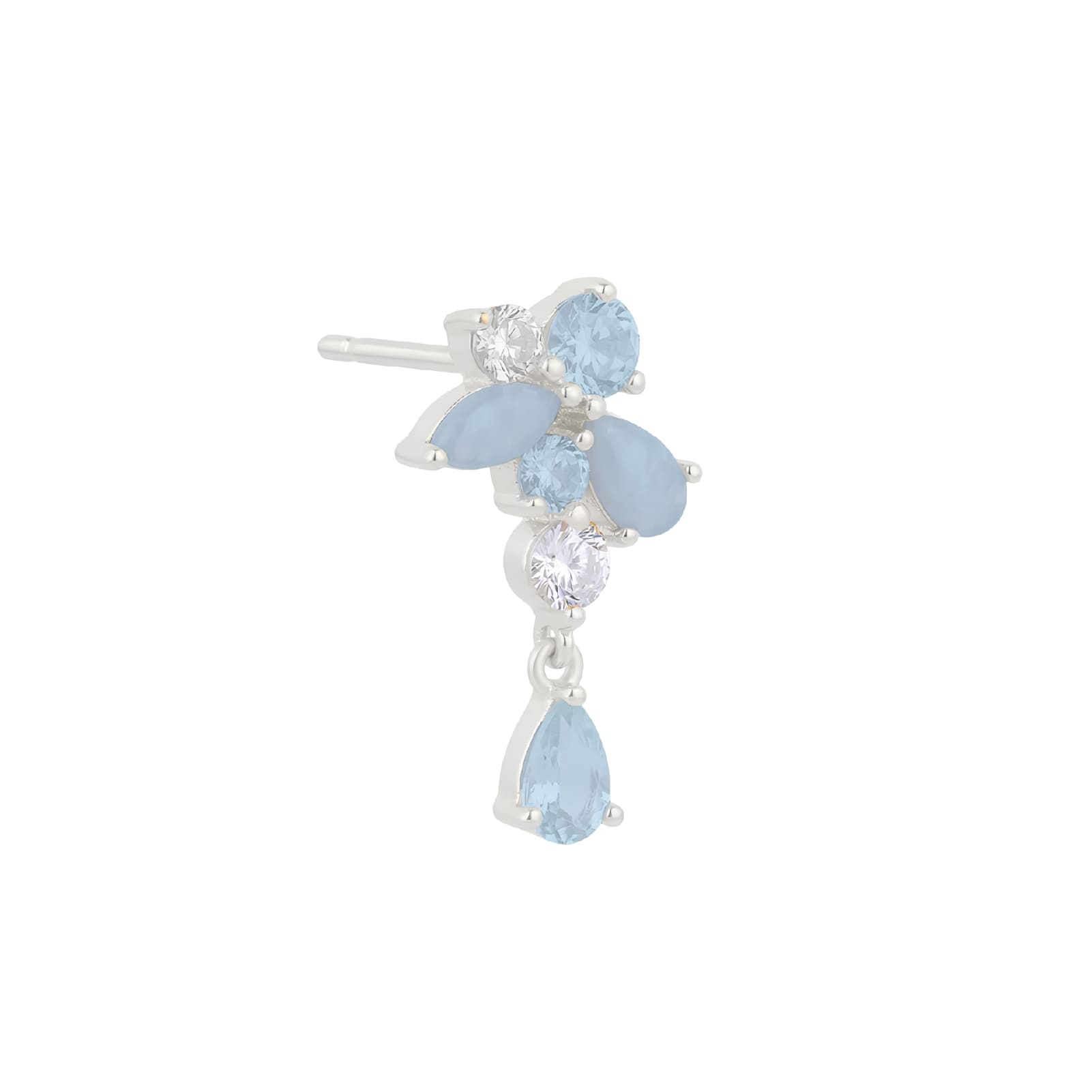 Orecchino pendente Amabile Aquamarine sinistro argento e blu MISURA UNICA