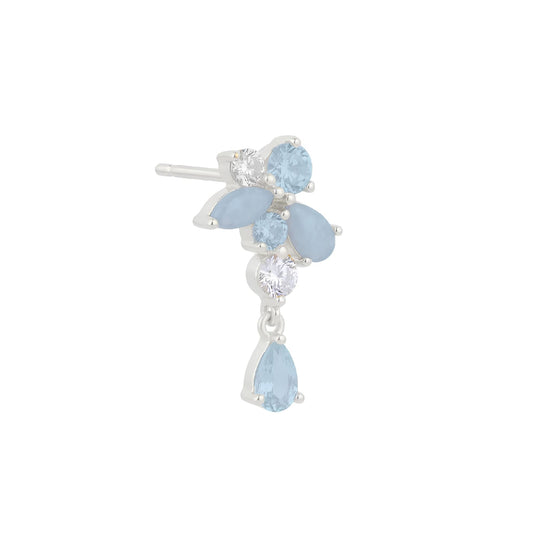 Orecchino pendente Amabile Aquamarine sinistro argento e blu MISURA UNICA