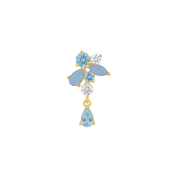 Orecchino pendente Amabile Aquamarine destro oro e blu MISURA UNICA