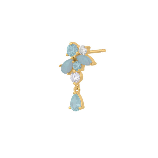 Orecchino pendente Amabile Aquamarine destro oro e blu MISURA UNICA