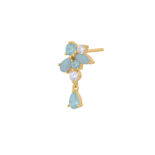 Orecchino pendente Amabile Aquamarine destro oro e blu MISURA UNICA