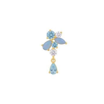 Orecchino pendente Amabile Aquamarine sinistro oro e blu MISURA UNICA