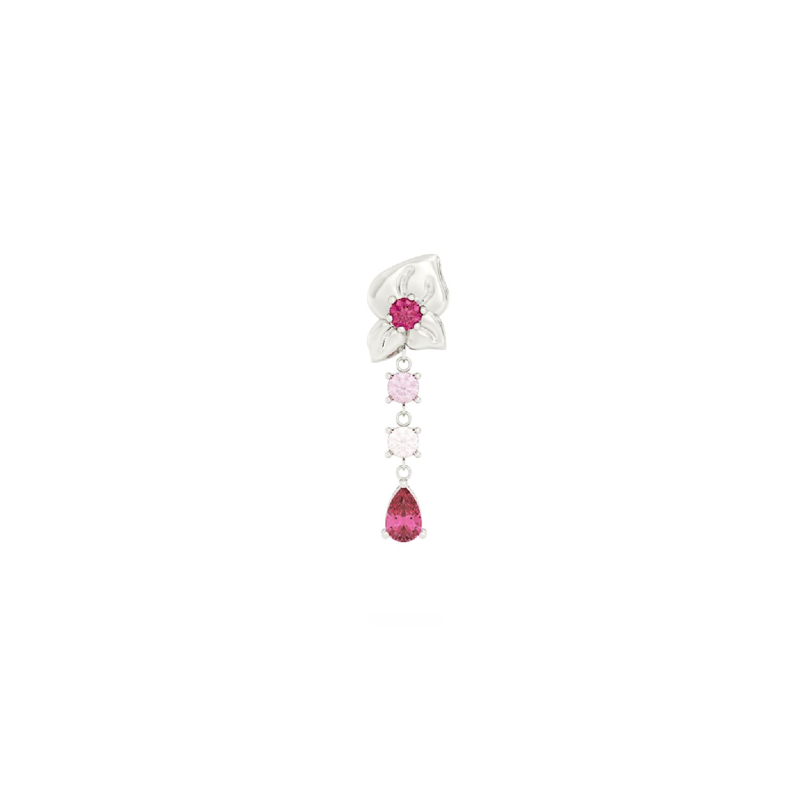 Orecchino Amabile Rosie in argento destro con rosa e zirconi MISURA UNICA