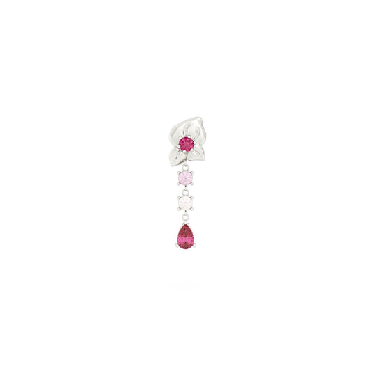 Orecchino Amabile Rosie in argento destro con rosa e zirconi MISURA UNICA