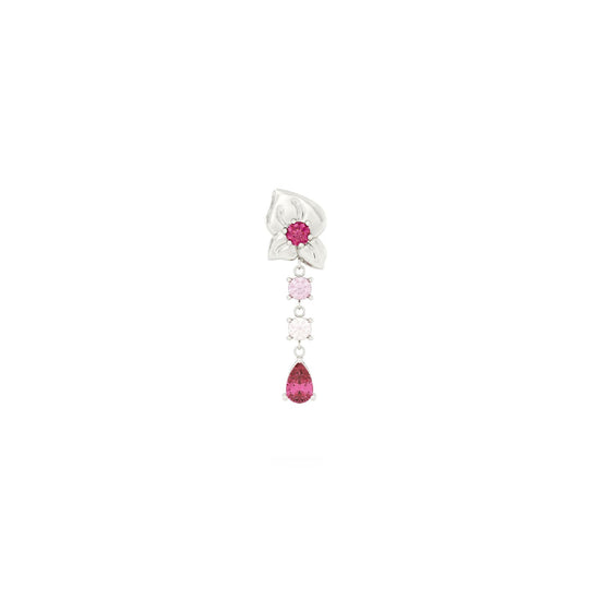 Orecchino Amabile Rosie in argento sinistro con rosa e zirconi MISURA UNICA