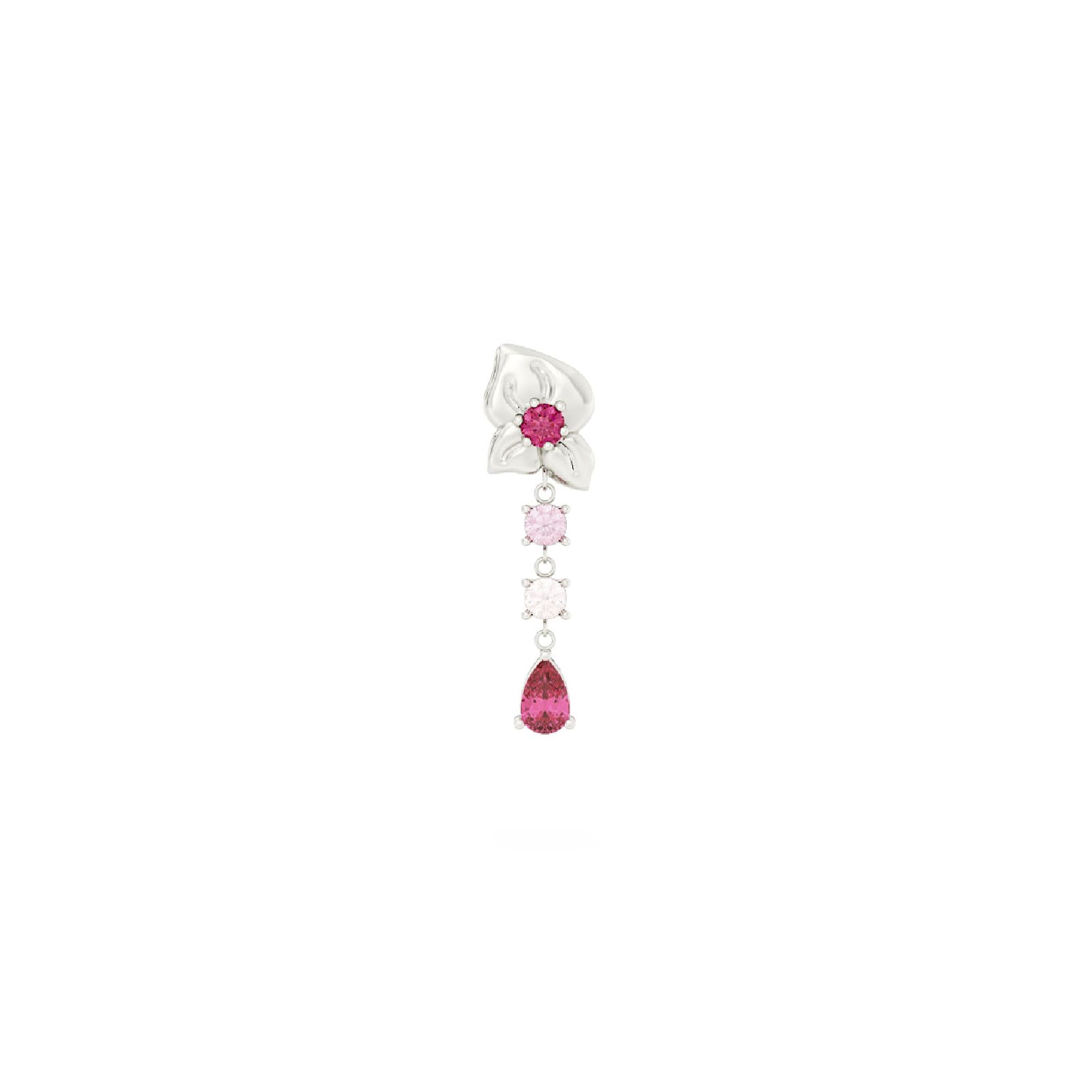 Orecchino Amabile Rosie in argento sinistro con rosa e zirconi MISURA UNICA
