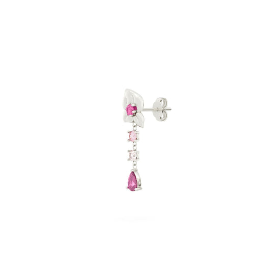 Orecchino Amabile Rosie in argento sinistro con rosa e zirconi MISURA UNICA