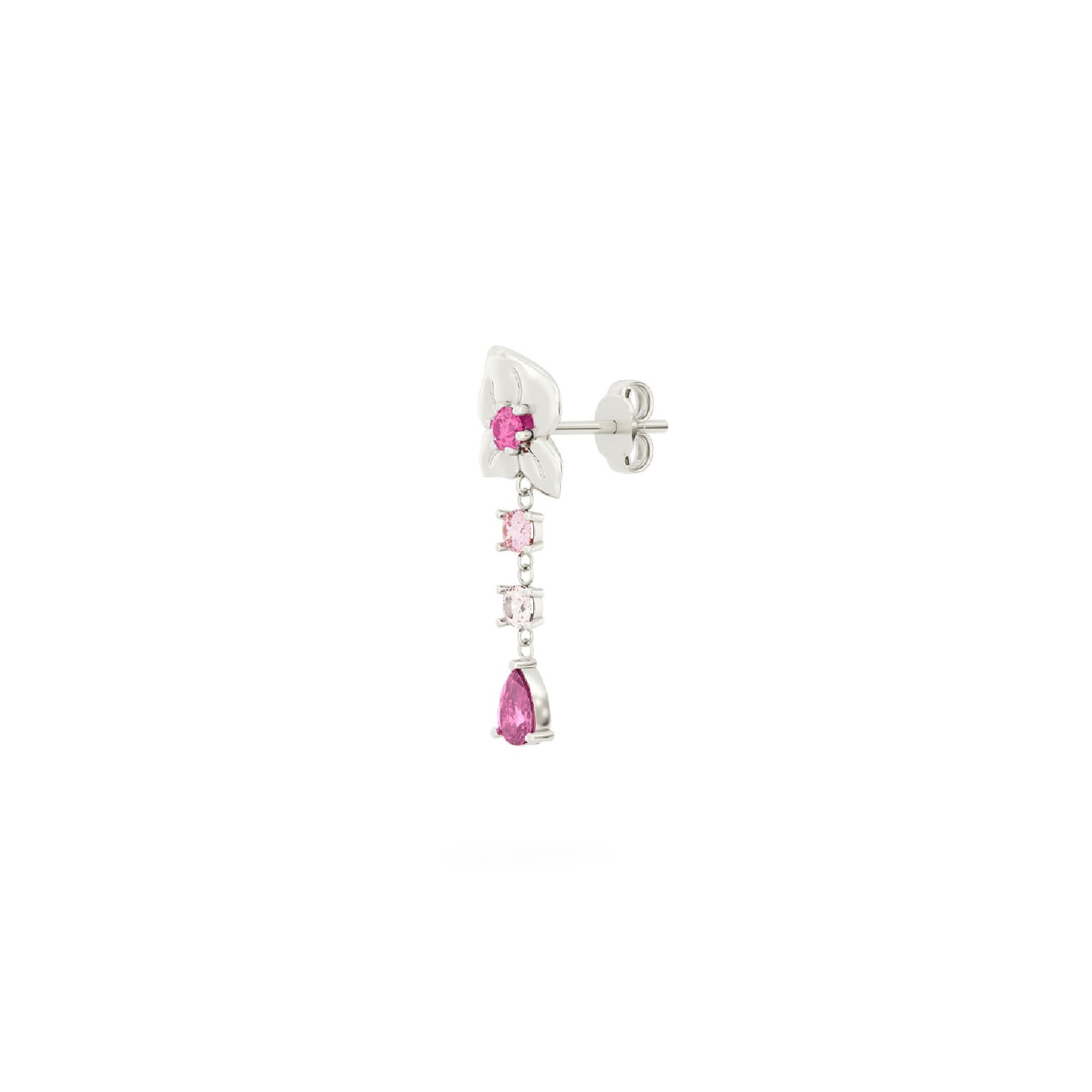 Orecchino Amabile Rosie in argento sinistro con rosa e zirconi MISURA UNICA