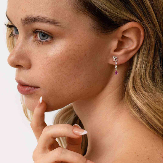 Orecchino Amabile Rosie in argento sinistro con rosa e zirconi MISURA UNICA