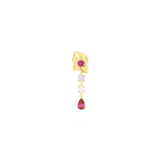 Orecchino Amabile Rosie argento dorato sinistro rosa e zirconi MISURA UNICA