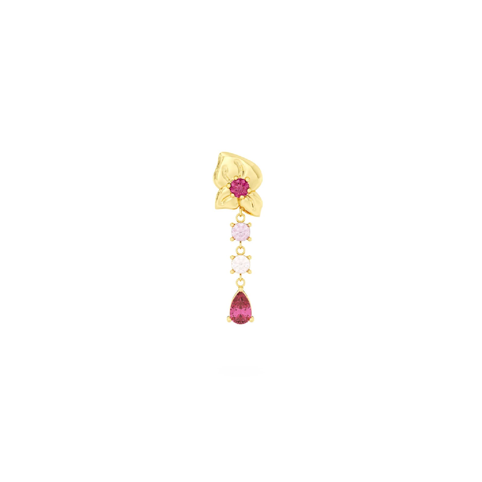Orecchino Amabile Rosie argento dorato sinistro rosa e zirconi MISURA UNICA