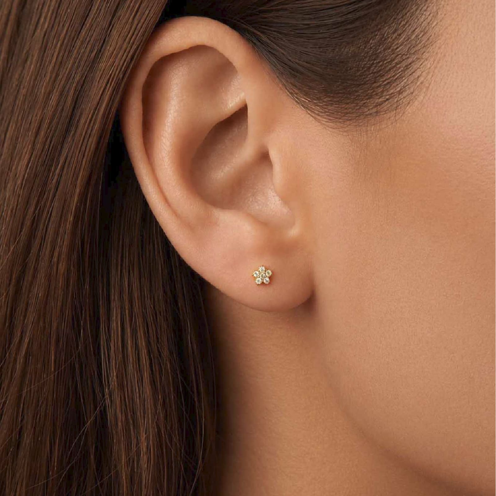 Orecchino Amabile Tiny Flower in argento dorato e zirconi MISURA UNICA