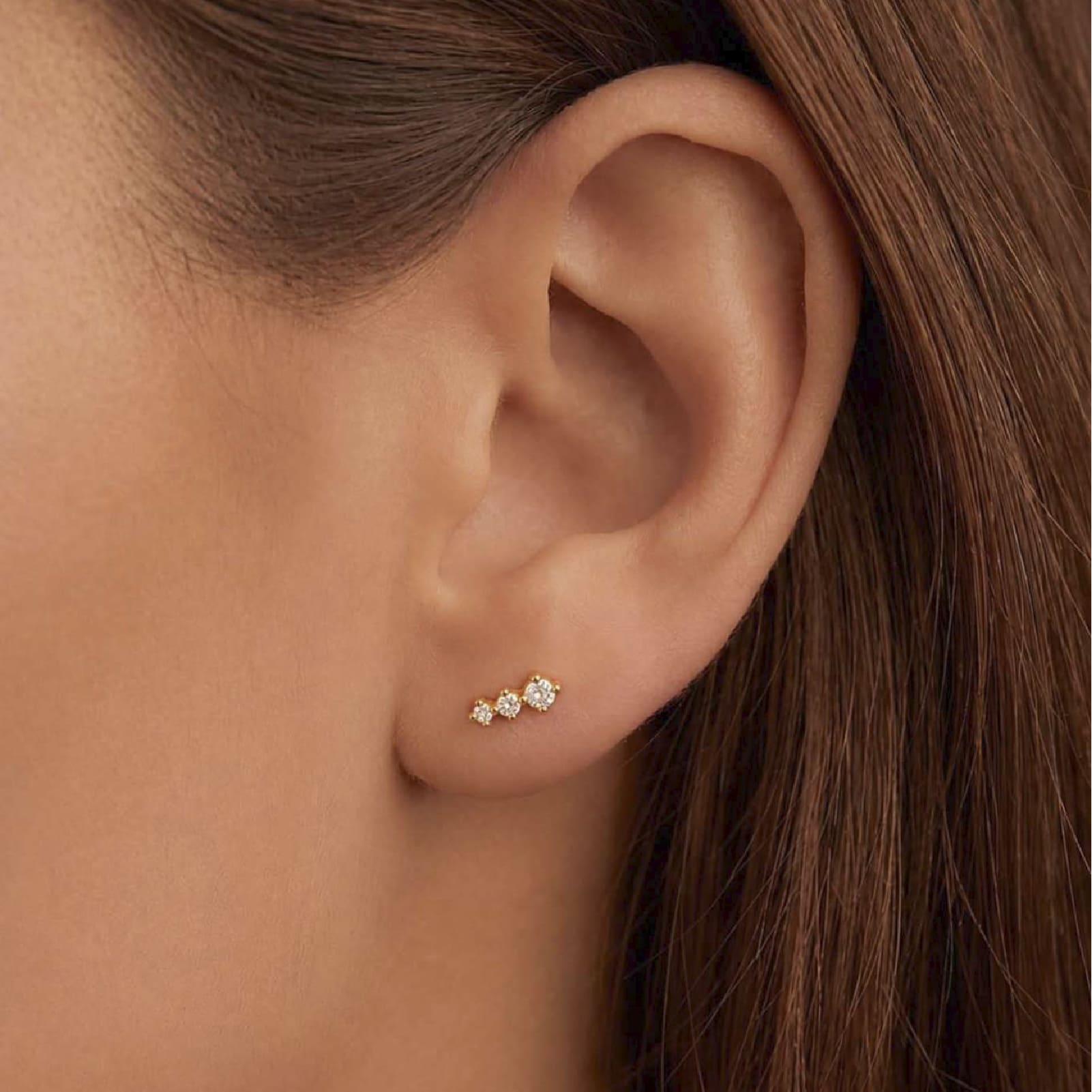 Orecchino Amabile Trilogy Micro in argento dorato e zirconi MISURA UNICA