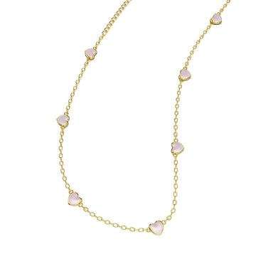 Collana choker Amabile Evermore in argento dorato e cuori rosa MISURA UNICA