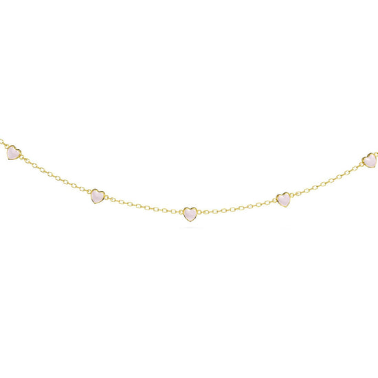 Collana choker Amabile Evermore in argento dorato e cuori rosa MISURA UNICA