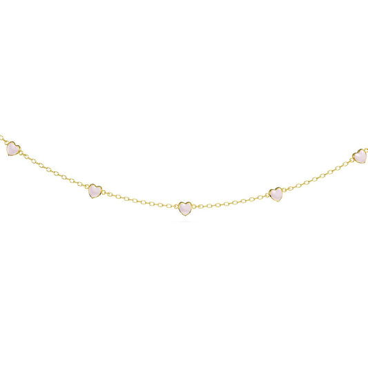 Collana choker Amabile Evermore in argento dorato e cuori rosa MISURA UNICA