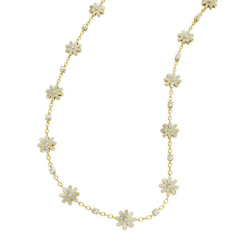 Collana choker Amabile Marjorie in argento dorato e margherite MISURA UNICA
