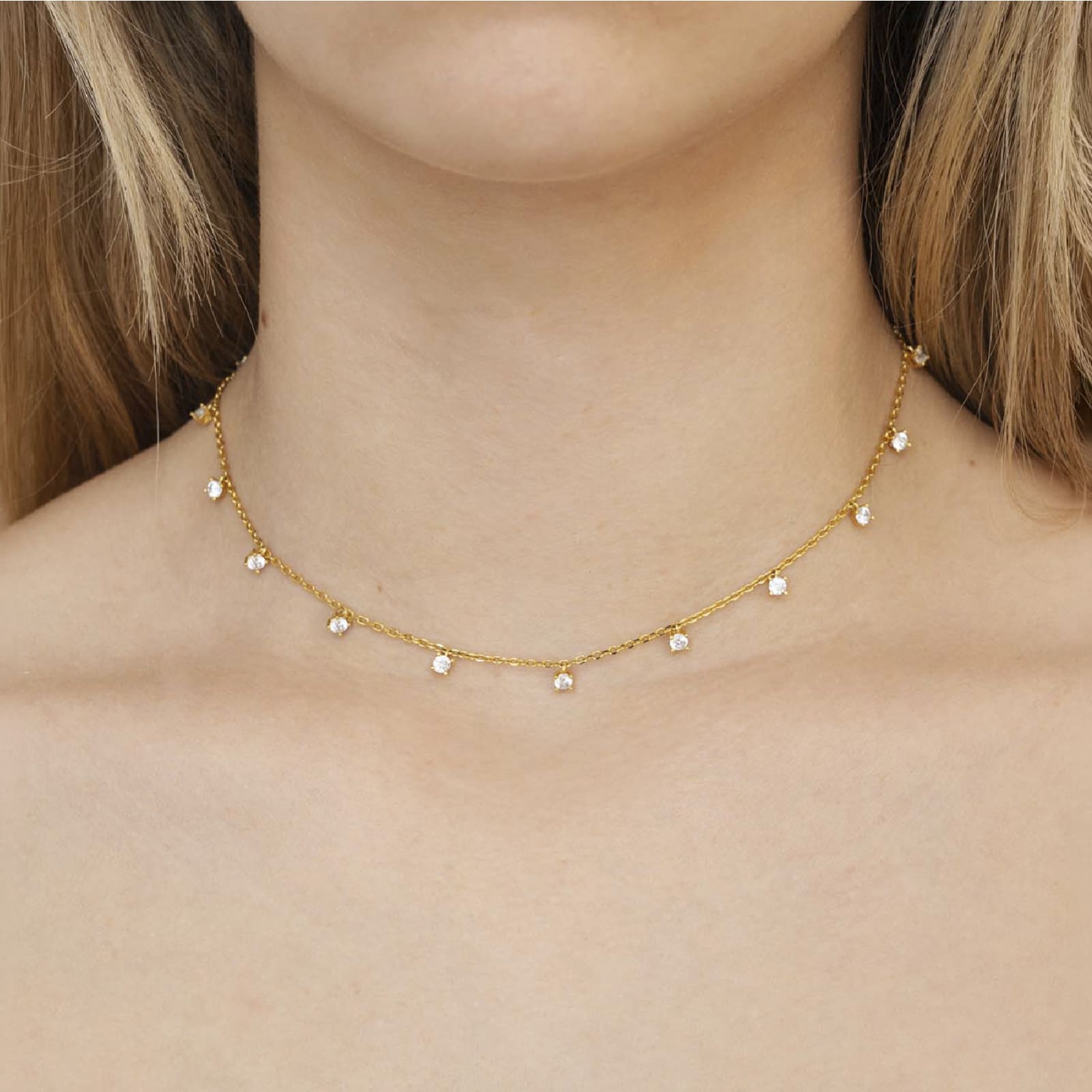 Collana choker Amabile Zirconia in argento dorato con zirconi MISURA UNICA