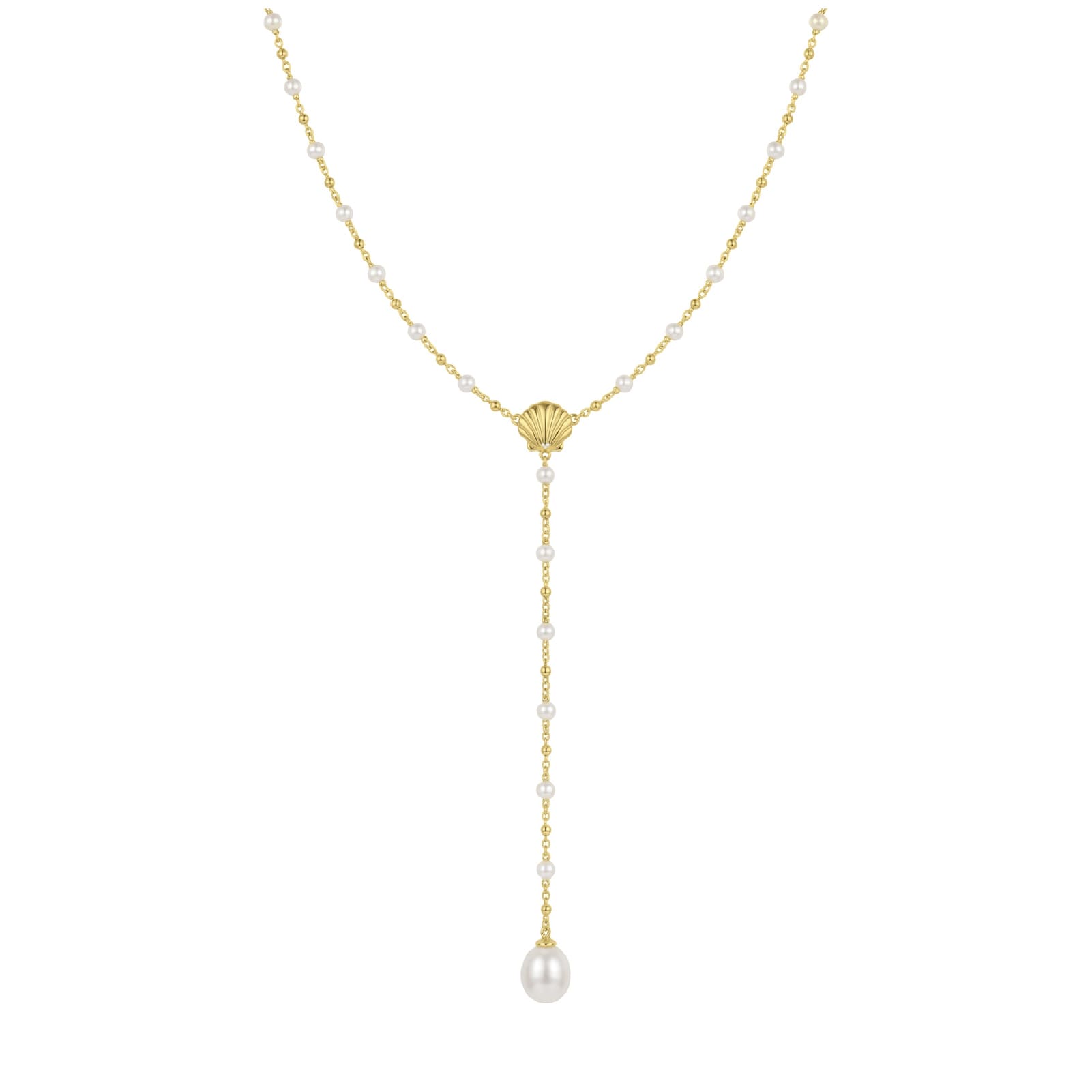 Collana pendente a Y Amabile Afrodite argento dorato e perle