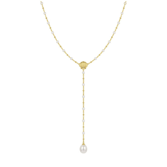 Collana pendente a Y Amabile Afrodite argento dorato e perle MISURA UNICA