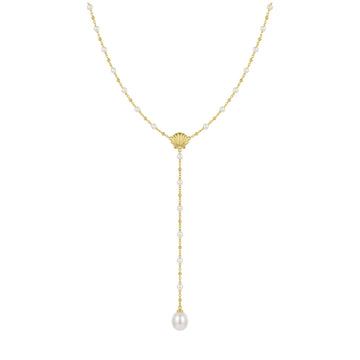 Collana pendente a Y Amabile Afrodite argento dorato e perle MISURA UNICA