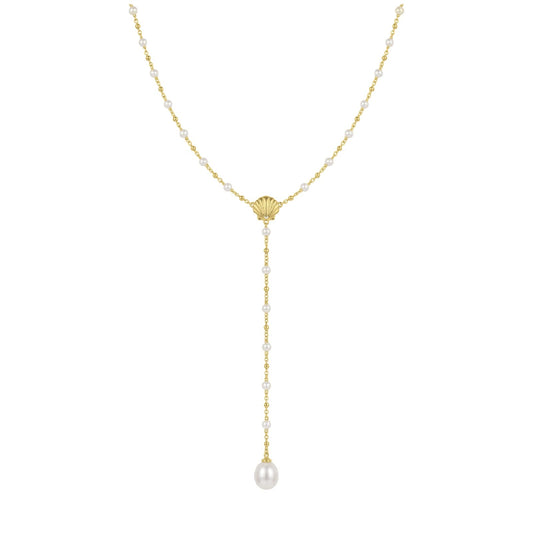 Collana pendente a Y Amabile Afrodite argento dorato e perle MISURA UNICA