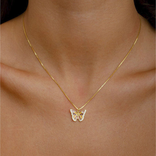 Collana con pendente Amabile Farfalla in argento dorato MISURA UNICA