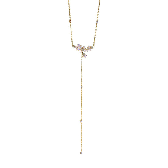 Collana Amabile Lavanda placcato oro e zirconi viola MISURA UNICA