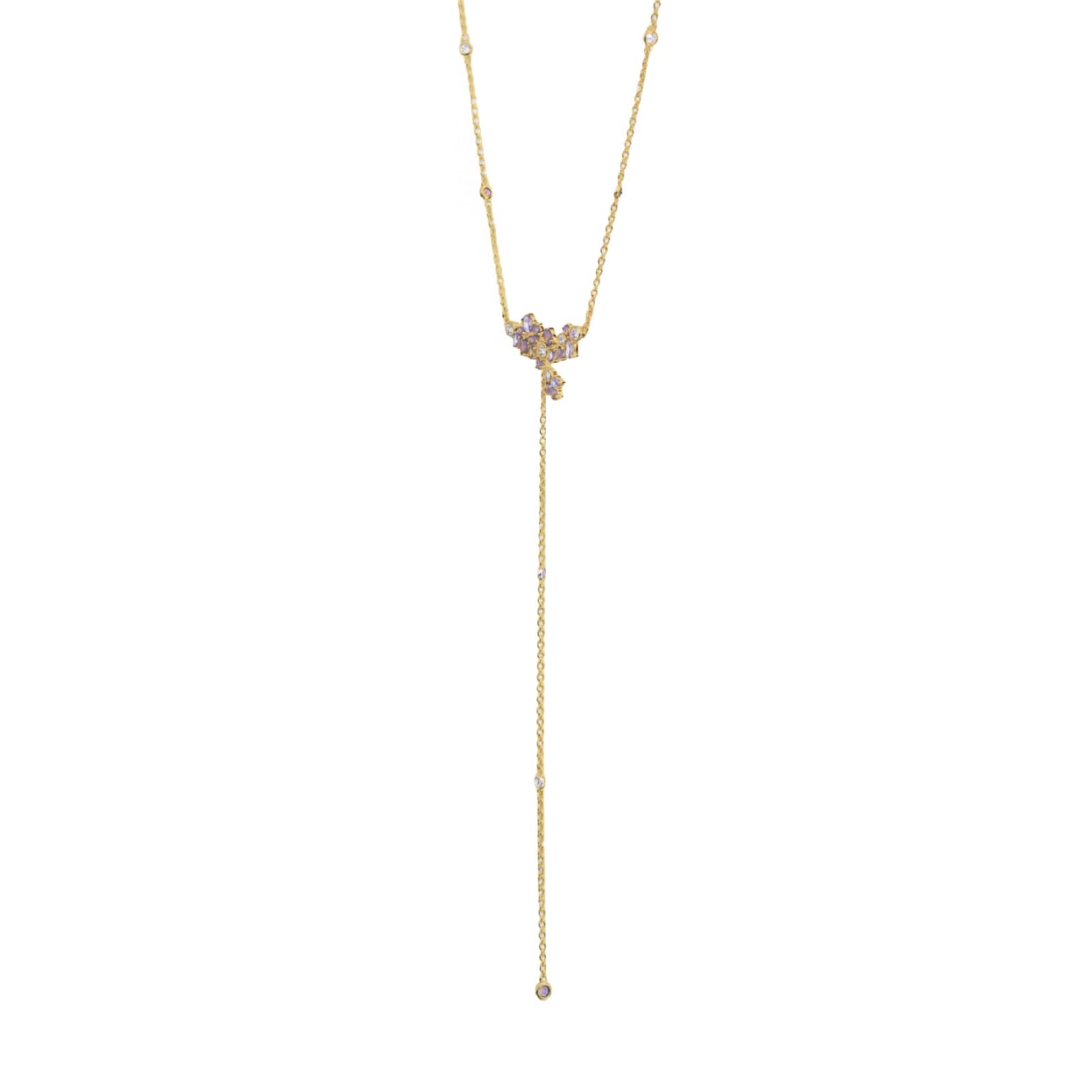 Collana Amabile Lavanda placcato oro e zirconi viola MISURA UNICA