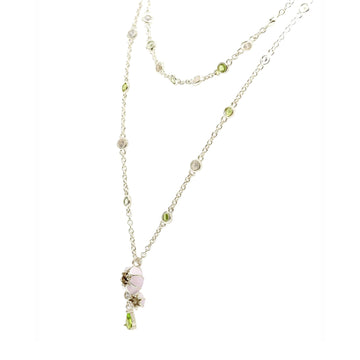 Collana Amabile Peonia placcato argento e smalto fiore MISURA UNICA