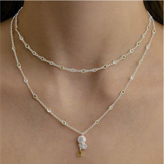 Collana Amabile Peonia placcato argento e smalto fiore MISURA UNICA
