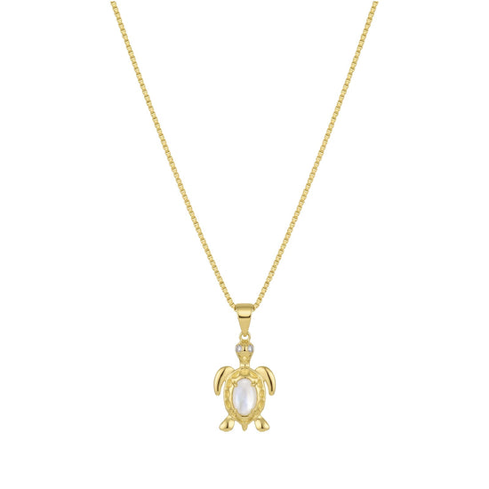 Collana con pendente Amabile Turtle argento dorato madreperla MISURA UNICA