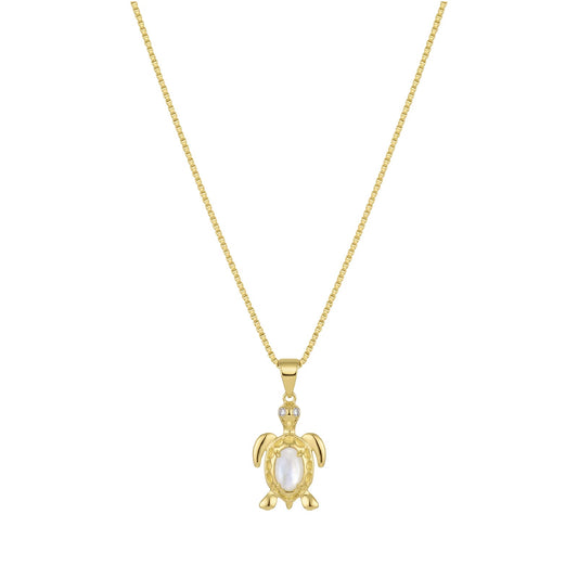 Collana con pendente Amabile Turtle argento dorato madreperla MISURA UNICA