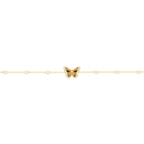 Bracciale Amabile in argento dorato con farfalla smaltata 18 cm