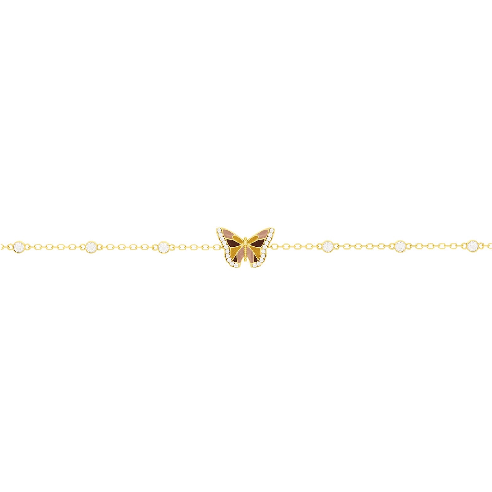 Bracciale Amabile in argento dorato con farfalla smaltata 18 cm